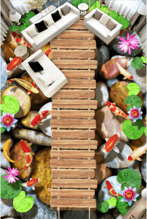 3D Small Fish Pond 066 Floor Mural Wallpaper AJ Wallpaper 2 