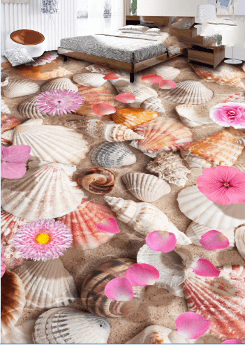 3D Shell Flower 058 Floor Mural Wallpaper AJ Wallpaper 2 
