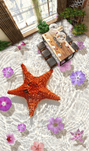 3D Red Starfish 057 Floor Mural Wallpaper AJ Wallpaper 2 