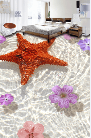 3D Red Starfish 057 Floor Mural Wallpaper AJ Wallpaper 2 