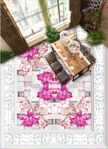 3D Elegant Flower Rattan Floor Mural Wallpaper AJ Wallpaper 2 