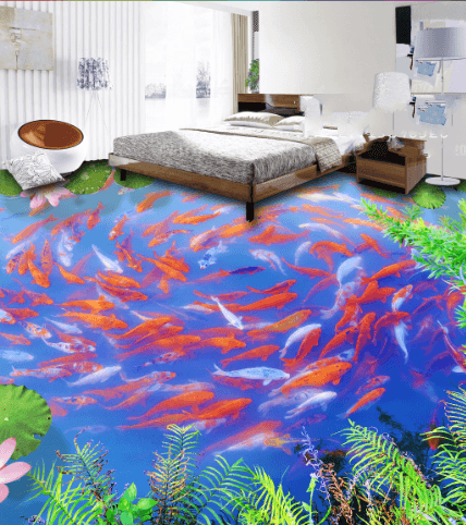 3D Bright Fish Pond Floor Mural Wallpaper AJ Wallpaper 2 