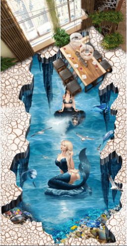 3D Elegant Mermaids Floor Mural Wallpaper AJ Wallpaper 2 