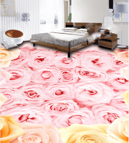 3D Romantic Pink Rose Floor Mural Wallpaper AJ Wallpaper 2 