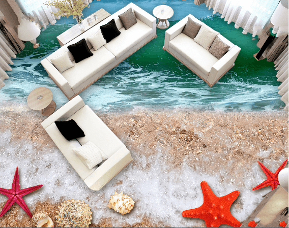 3D Waves 037 Floor Mural Wallpaper AJ Wallpaper 2 