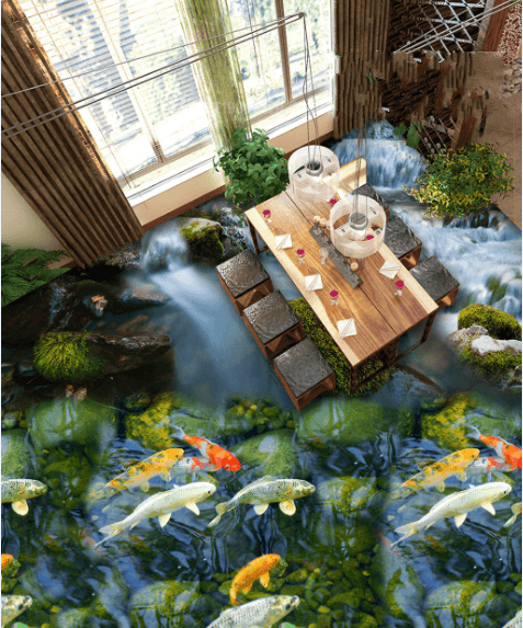 3D Goldfish 027 Floor Mural Wallpaper AJ Wallpaper 2 