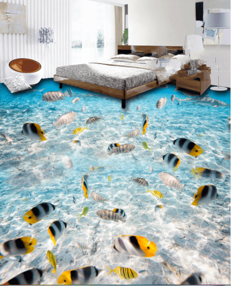 3D Goldfish Group 214 Floor Mural Wallpaper AJ Wallpaper 2 