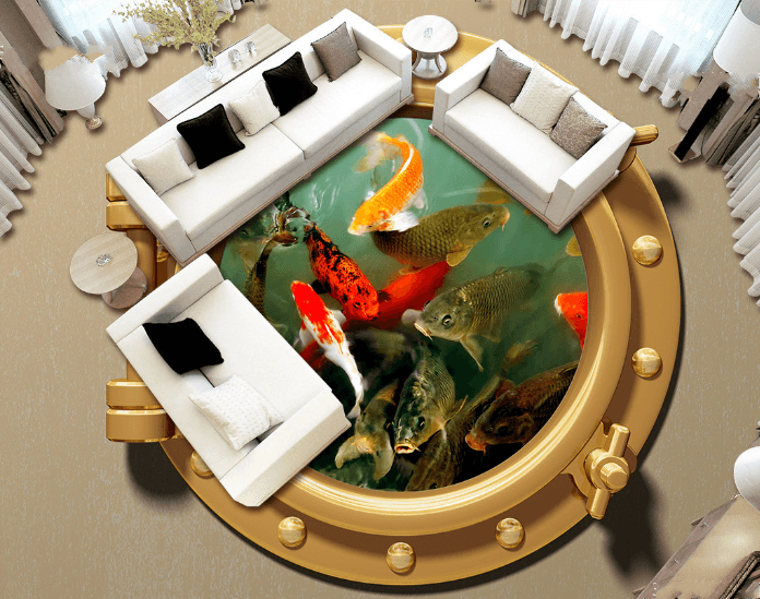 3D Fish Door Floor Mural Wallpaper AJ Wallpaper 2 