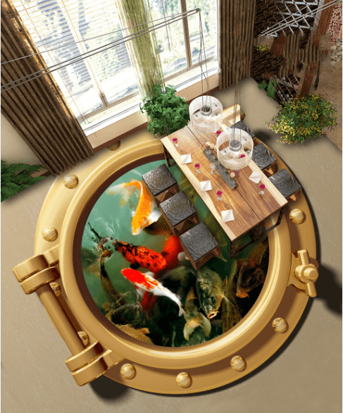 3D Fish Door Floor Mural Wallpaper AJ Wallpaper 2 
