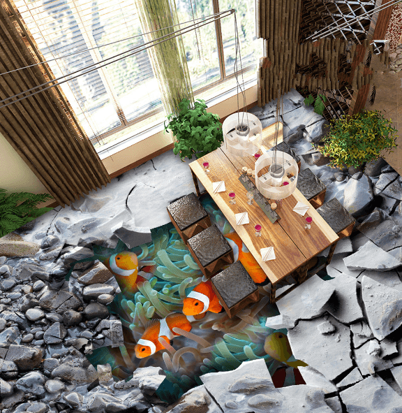 3D Orange Fish Floor Mural Wallpaper AJ Wallpaper 2 