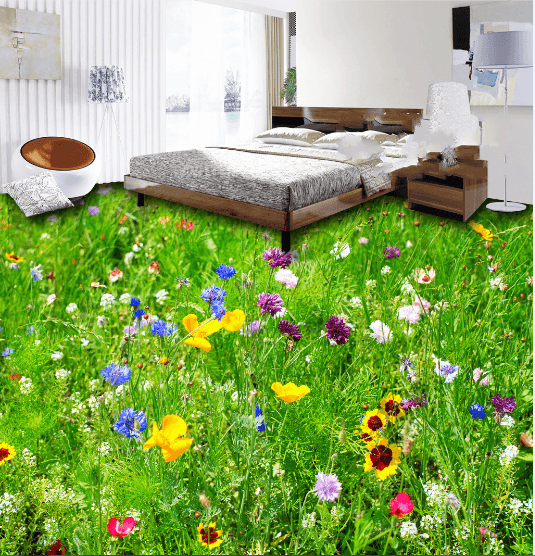 3D Fresh Wildflowers Floor Mural Wallpaper AJ Wallpaper 2 