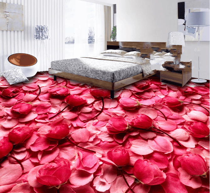 3D Red Petals Floor Mural Wallpaper AJ Wallpaper 2 