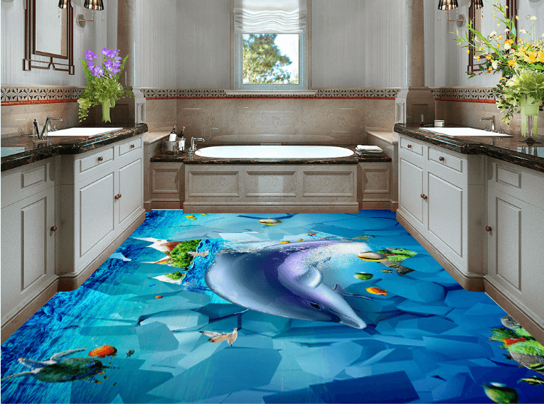 3D Beautiful Dolphin Floor Mural Wallpaper AJ Wallpaper 2 