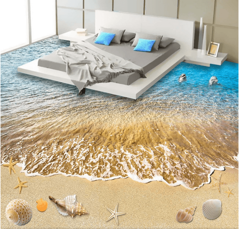 3D Lively Beach Floor Mural Wallpaper AJ Wallpaper 2 