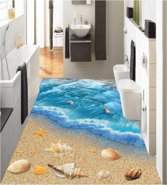 3D Beach Wave Line Floor Mural Wallpaper AJ Wallpaper 2 