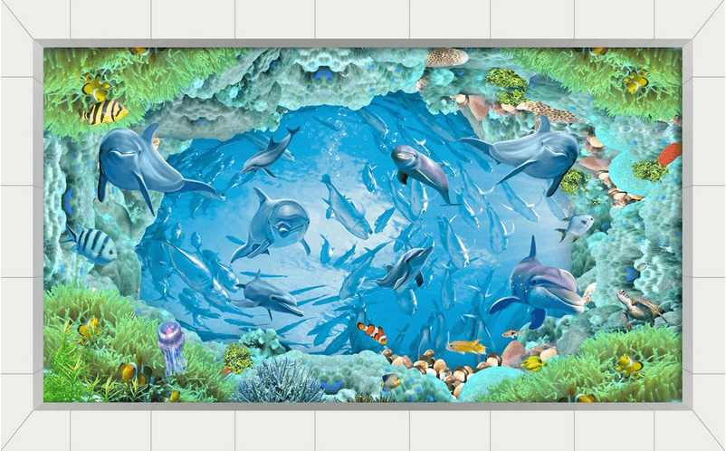 3D Fish School Floor Mural Wallpaper AJ Wallpaper 2 