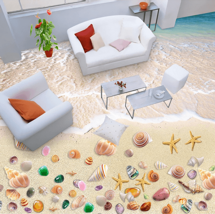 3D Romantic Sand Beach Floor Mural Wallpaper AJ Wallpaper 2 