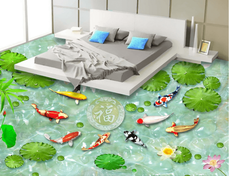 3D Fresh Fish Pond Floor Mural Wallpaper AJ Wallpaper 2 