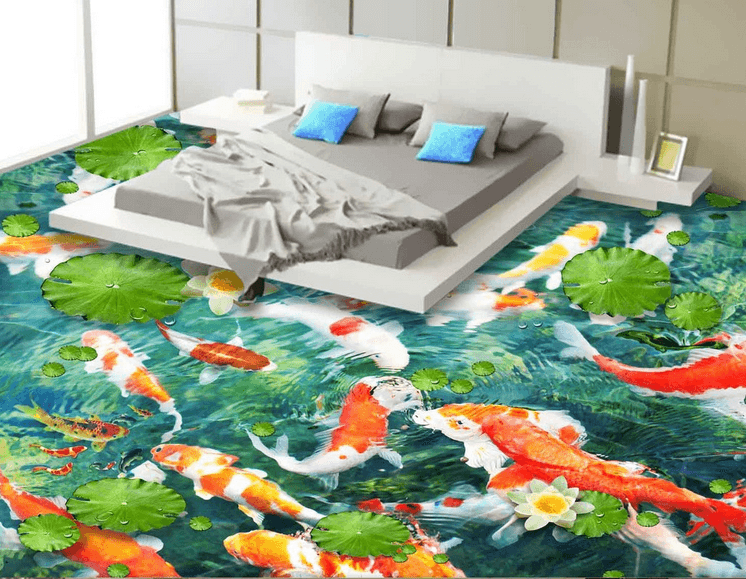 3D Goldfish Floor Mural Wallpaper AJ Wallpaper 2 