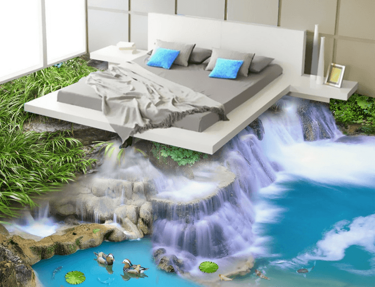 3D Stream Waterfall Floor Mural Wallpaper AJ Wallpaper 2 