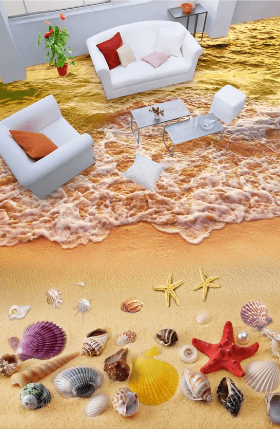 3D Sand Beach Treasures Floor Mural Wallpaper AJ Wallpaper 2 
