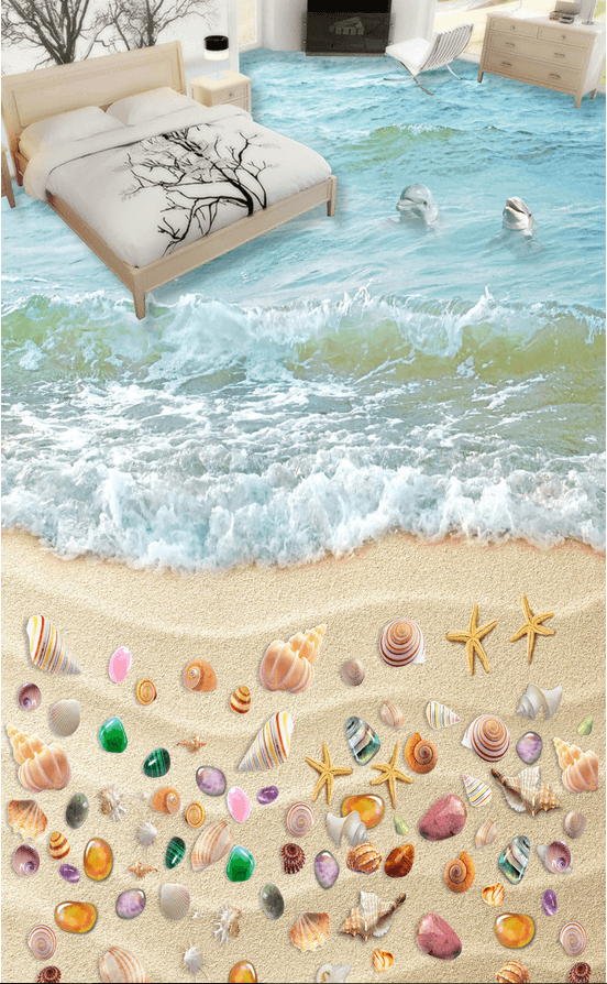 3D Colored Beach Floor Mural Wallpaper AJ Wallpaper 2 