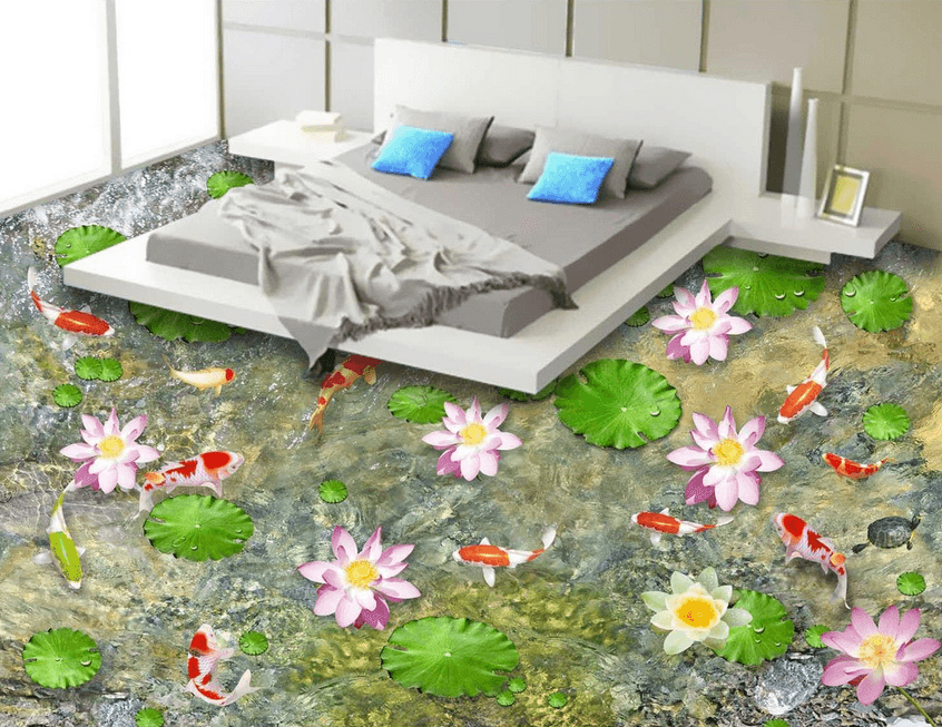 3D Lively Pond Floor Mural Wallpaper AJ Wallpaper 2 