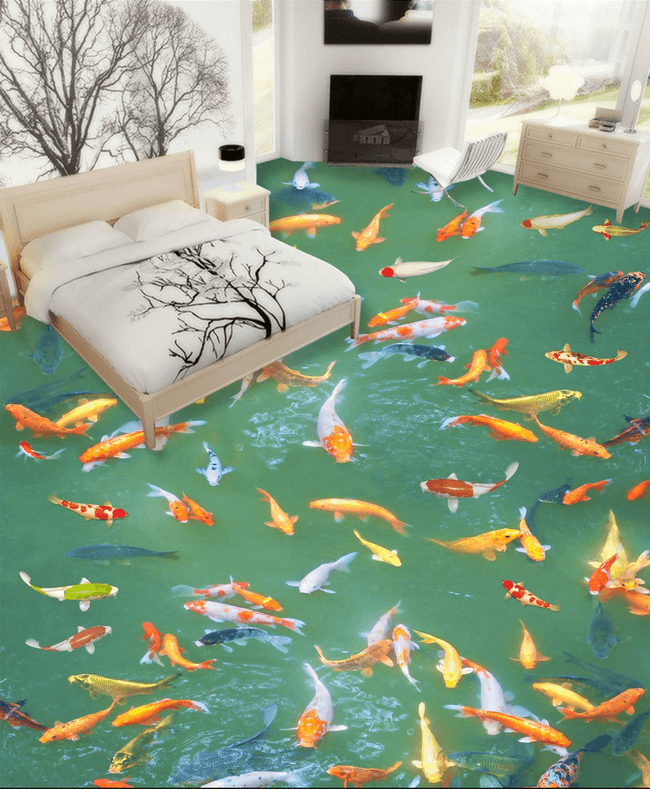 3D Colorful Fish Pond Floor Mural Wallpaper AJ Wallpaper 2 