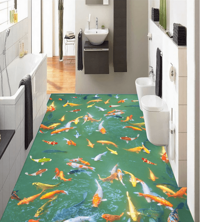 3D Colorful Fish Pond Floor Mural Wallpaper AJ Wallpaper 2 
