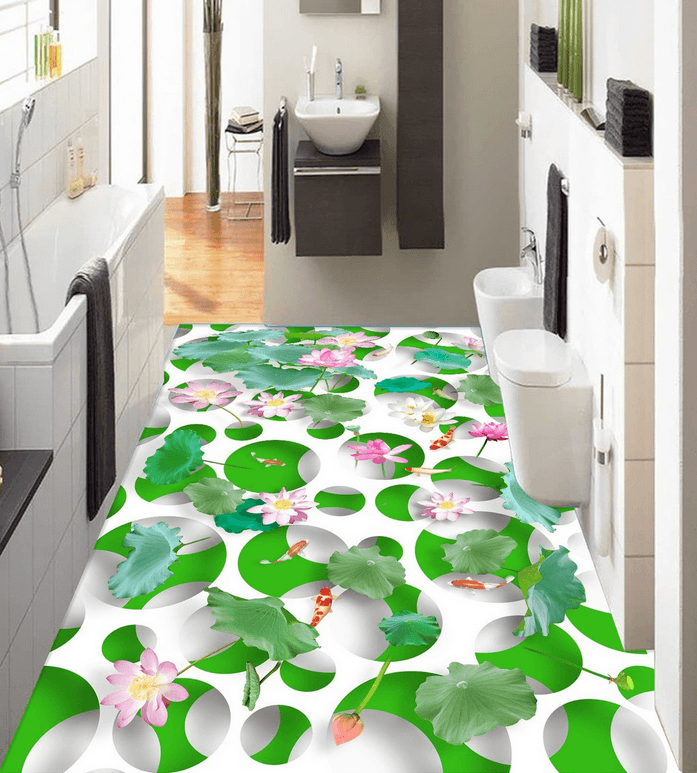 3D Fresh Lotus Floor Mural Wallpaper AJ Wallpaper 2 