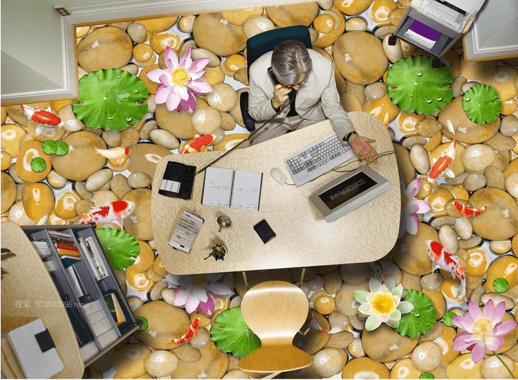 3D Pond Pebbles Floor Mural Wallpaper AJ Wallpaper 2 