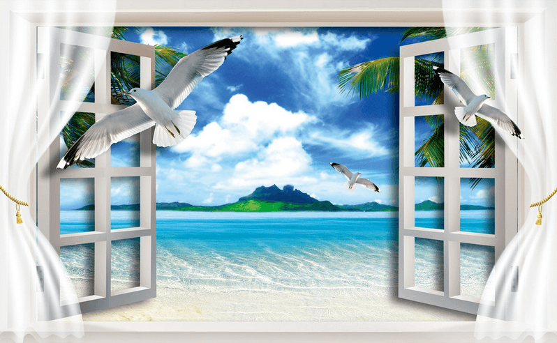 Window Blue Sea Wallpaper AJ Wallpaper 