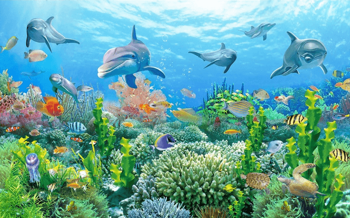Seabed Swimming Fishes Wallpaper AJ Wallpaper 2 
