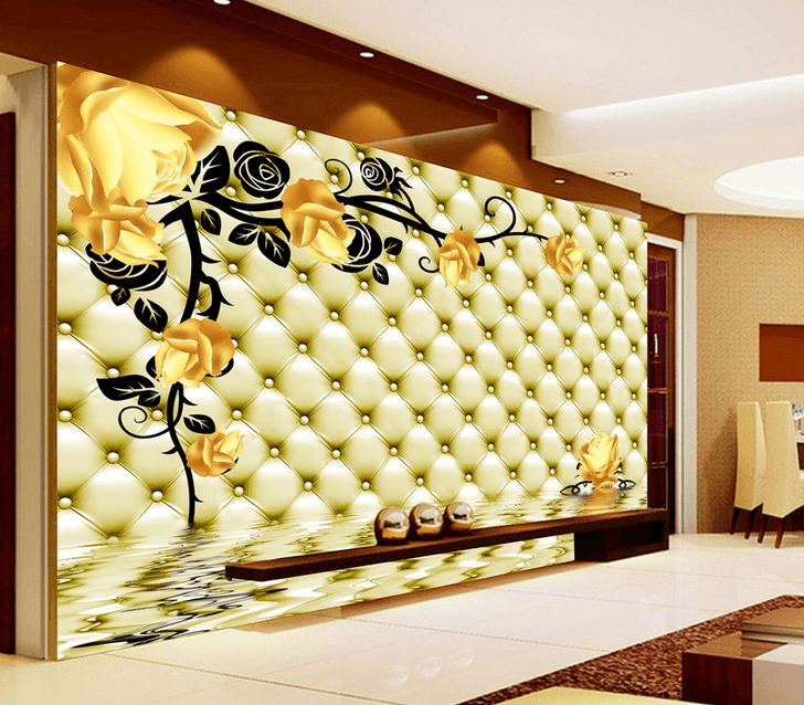 Golden Flowers Patterns Wallpaper AJ Wallpaper 