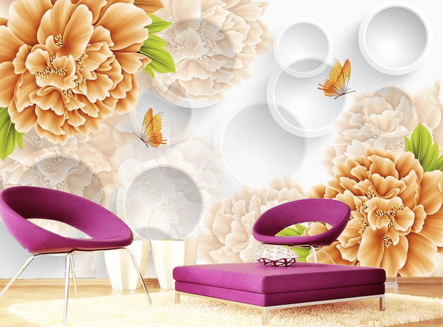 Elegant Blossoms And Circles Wallpaper AJ Wallpaper 