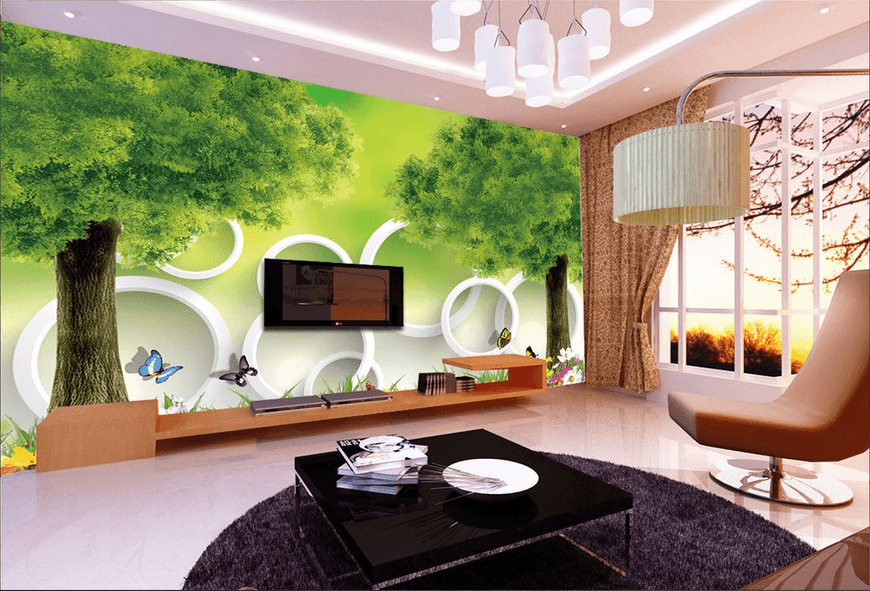 Lush Trees And Circles Wallpaper AJ Wallpaper 