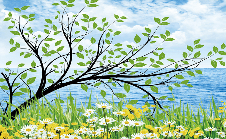 Seaside Tree Wallpaper AJ Wallpaper 