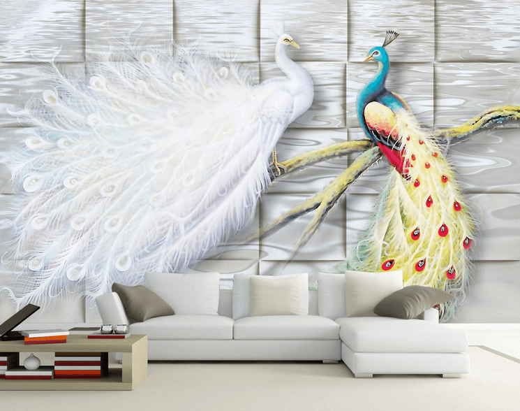 Two Peacocks Wallpaper AJ Wallpaper 