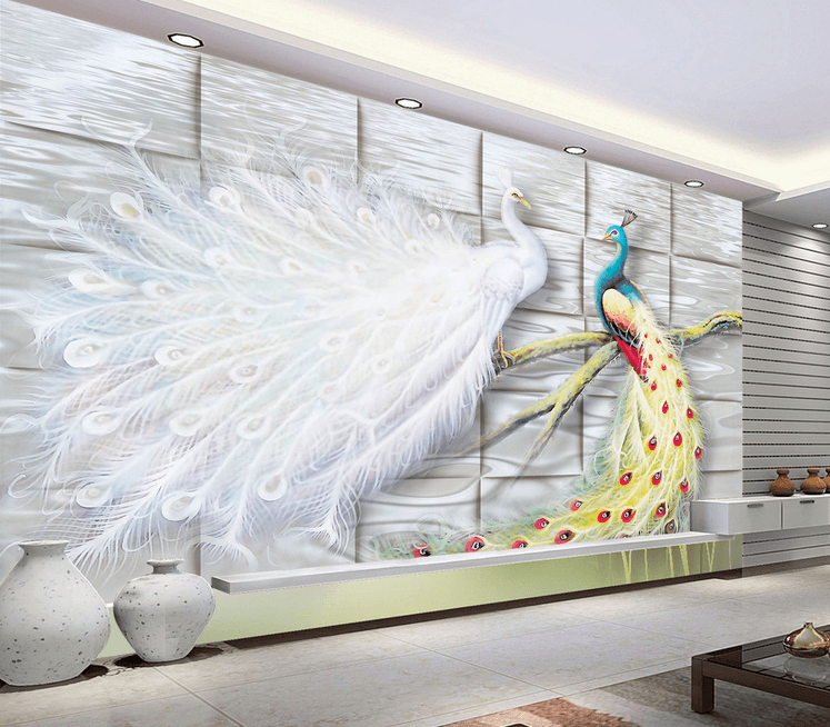 Two Peacocks Wallpaper AJ Wallpaper 