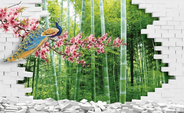Bamboo Forest And Peacock Wallpaper AJ Wallpaper 