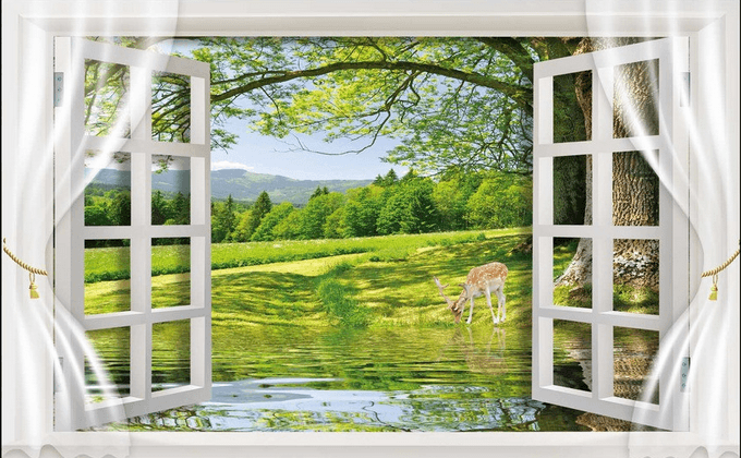 Window Deer Wallpaper AJ Wallpaper 