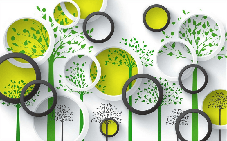 Green Trees And Circles Wallpaper AJ Wallpaper 