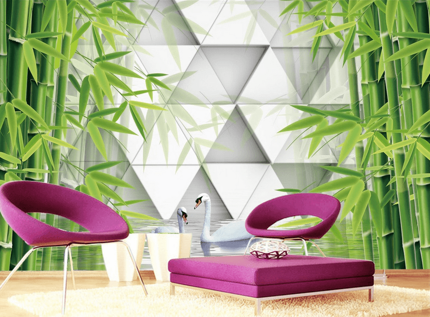 Bamboos And Swans Wallpaper AJ Wallpaper 