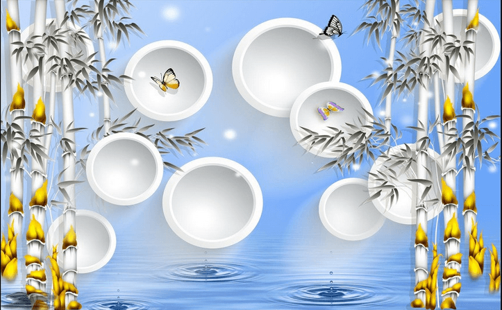 Bamboos And Butterflies Wallpaper AJ Wallpaper 