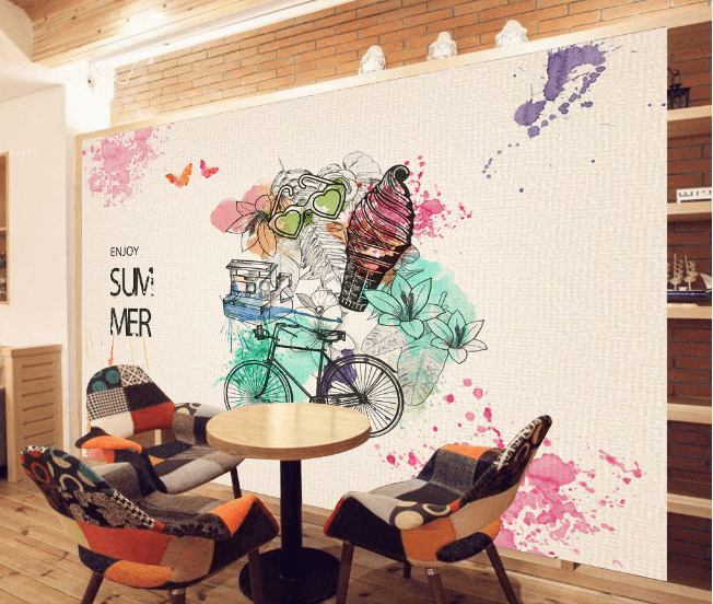 3D Bicycle Ice Cream 085 Wallpaper AJ Wallpaper 