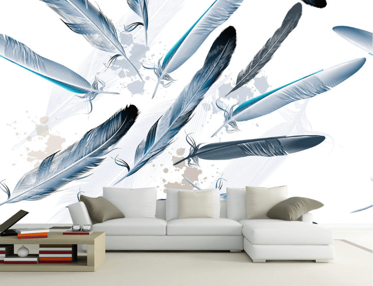 Blue Feathers Wallpaper AJ Wallpaper 