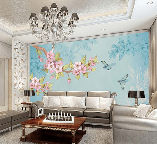 3D Floral Bird 507 Wallpaper AJ Wallpaper 