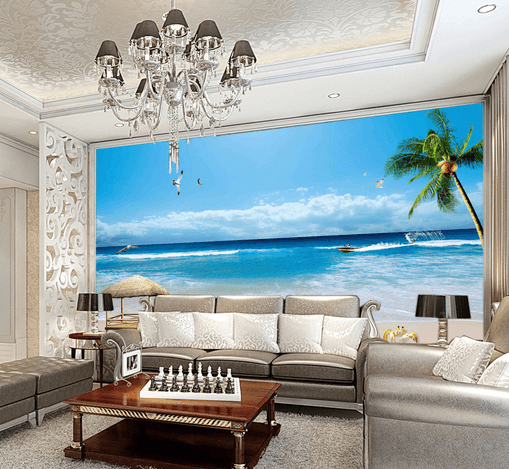3D Sea Coconut 464 Wallpaper AJ Wallpaper 