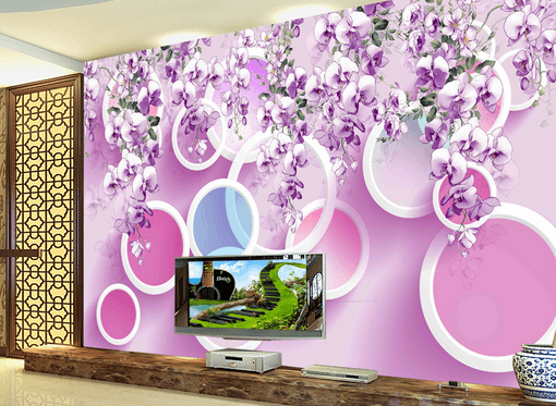 3D Purple Flower Shadow 339 Wallpaper AJ Wallpaper 