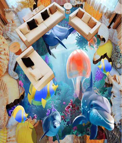 3D Pink Jellyfish 023 Floor Mural Wallpaper AJ Wallpaper 2 